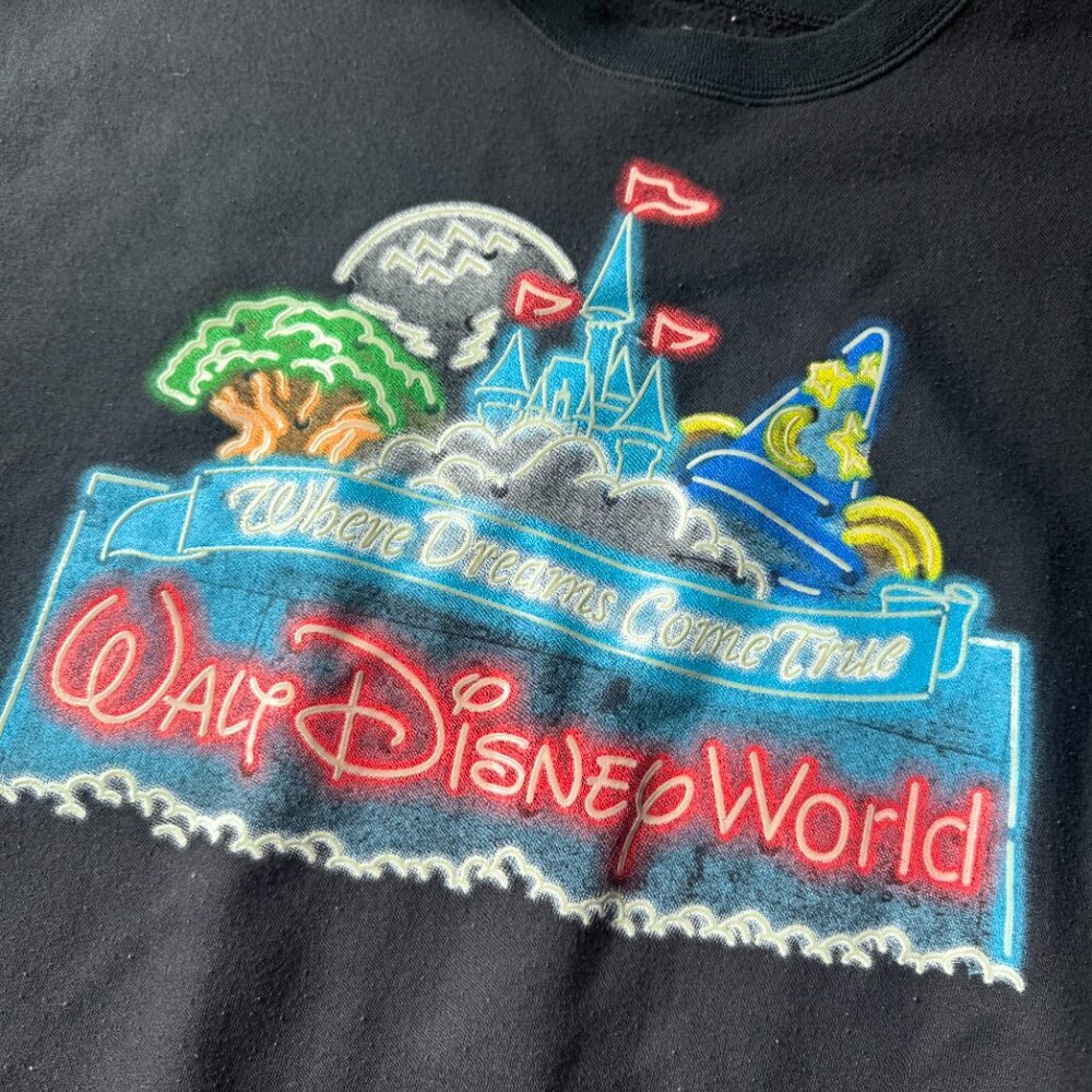 Disney World “Where Dreams Come True” Black Unique Vintage Sweatshirt 2XL - Picture 2 of 8